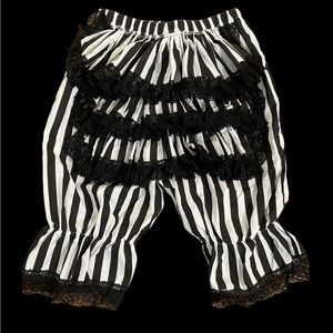 Ruffle back striped bustle circus style beetle juice costume rockabilly blinkers